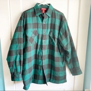 Vintage 1990’s Coleman Green Black Button Down Plaid Shacket Large Y2K 90s